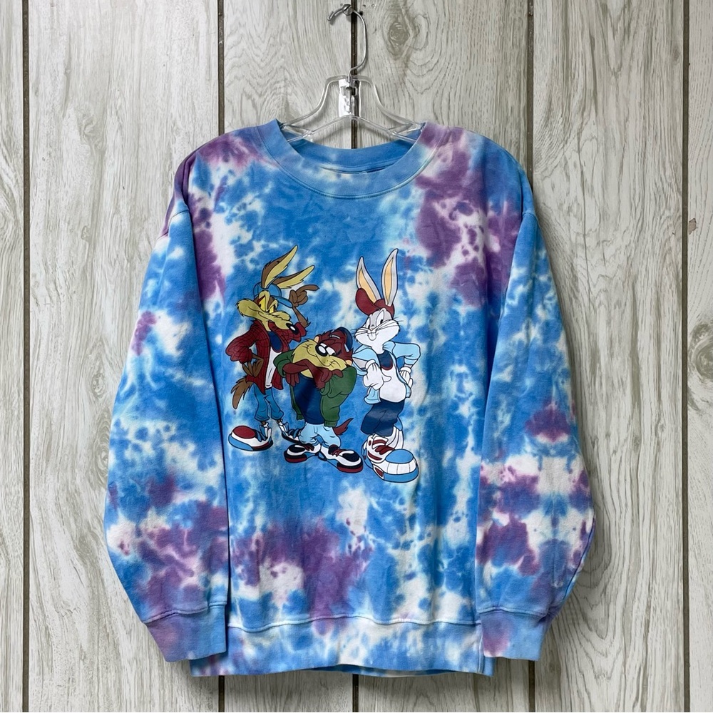 Looney Tunes Men/Women Bugs Bunny Taz Wile E Coyote Tie-Dye Retro Sweatshirt M
